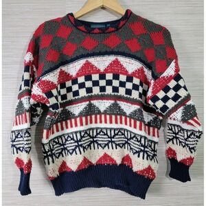 Gaeltarra Ireland Men's Sweater Size L Linen Cotton Knit Geometric Pattern